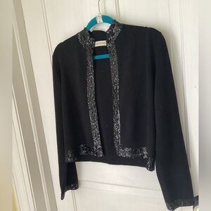Ann Taylor Black Sequin Embellished Jacket